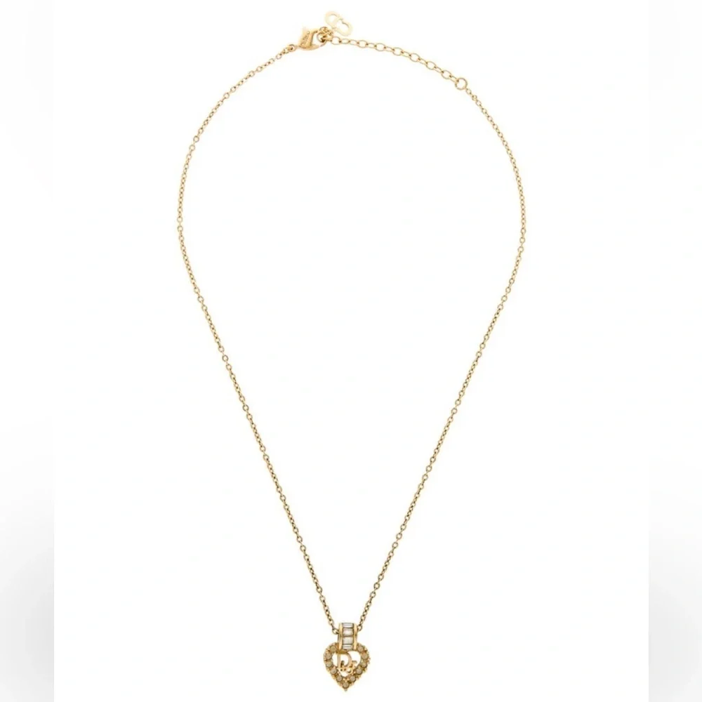 Rare❤️Vintage DIOR heart necklace gold tone Christian Dior pendant necklace - Picture 13 of 15